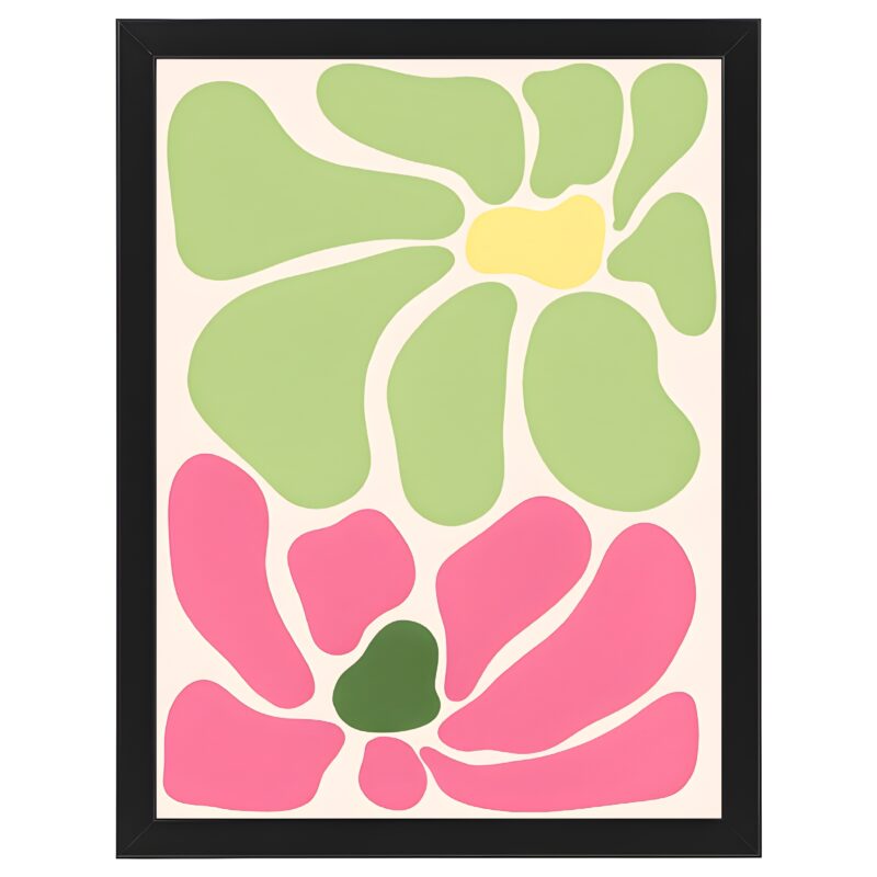 Plakat Art Flowers Green-Pink